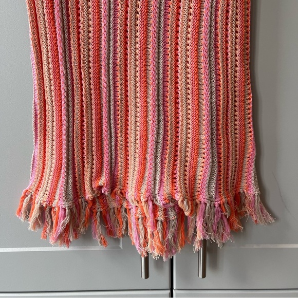 White + Warren Orange Colorful Mercerized Crochet Knit Cotton Tank Top Fringe XS - Picture 2 of 6